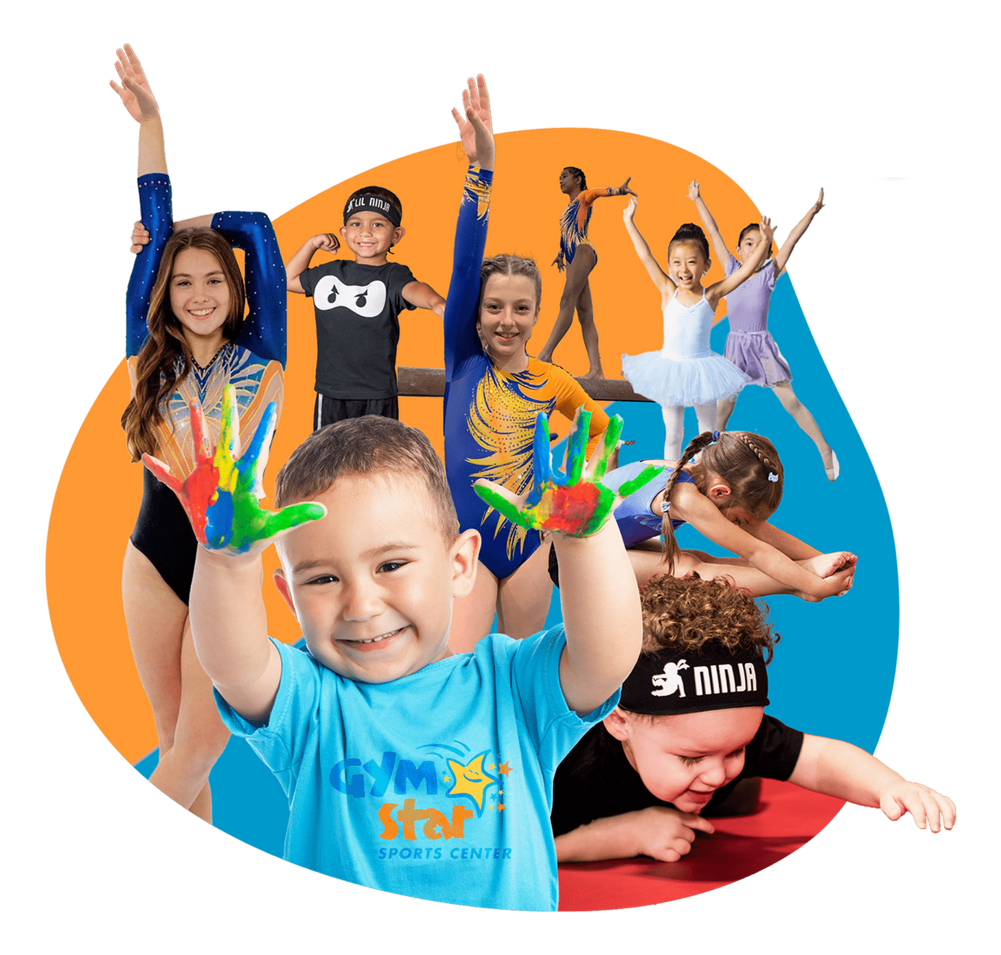 Gym Star Sports Center athletes tumbling and balancing together